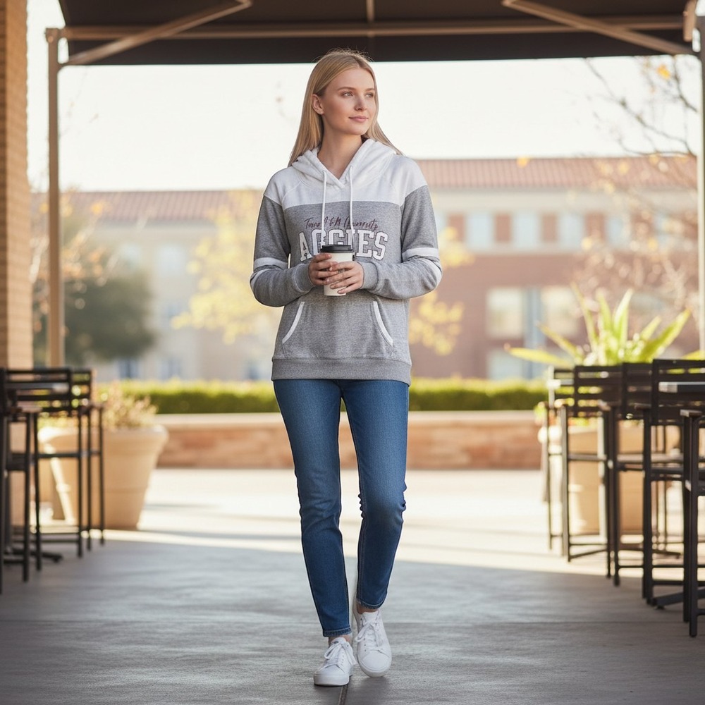 Camp David Texas A&M Aggies Pullover Hoodie Gray White Maroon Women Small